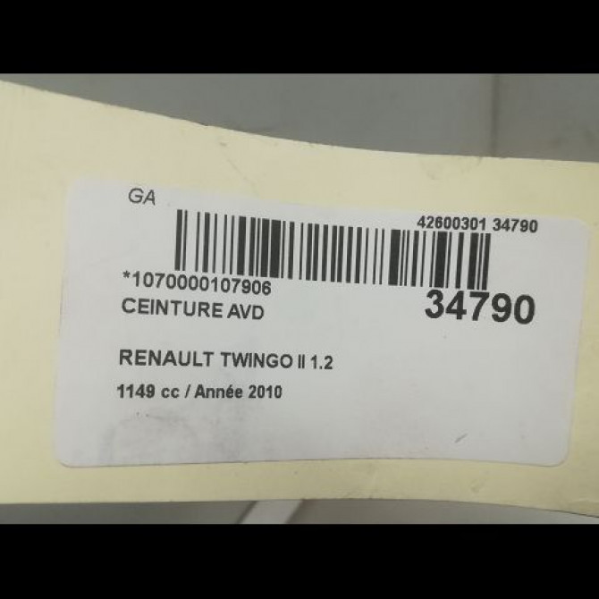 Ceinture avant droite occasion RENAULT TWINGO II Phase 1 06-2007->11-2011 1.2i 16v 75ch 8200813024 4
