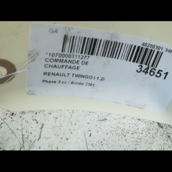 Commande de chauffage occasion RENAULT TWINGO I Phase 3 08-2000->06-2007 1.2i 3