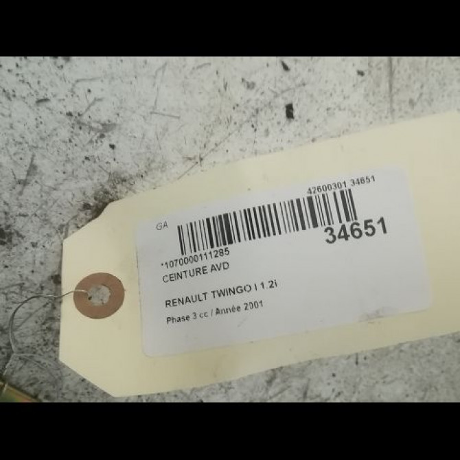 Ceinture avant droite occasion RENAULT TWINGO I Phase 3 08-2000->06-2007 1.2i 7700421673 2