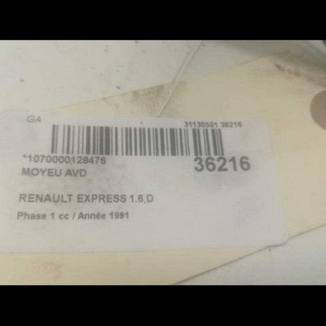 Moyeu avd occasion RENAULT EXPRESS Phase 1 11-1985->09-1994 1.6 D 7701205778 3