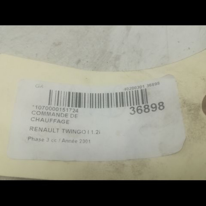 Commande de chauffage occasion RENAULT TWINGO I Phase 3 08-2000->06-2007 1.2i 3