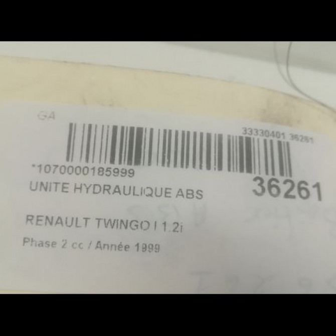 Unité hydraulique ABS occasion RENAULT TWINGO I Phase 2 08-1998->08-2000 1.2i 60ch 7701067629 3