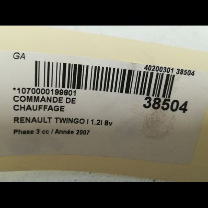 Commande de chauffage occasion RENAULT TWINGO I Phase 3 08-2000->06-2007 1.2i 8v 60ch 3
