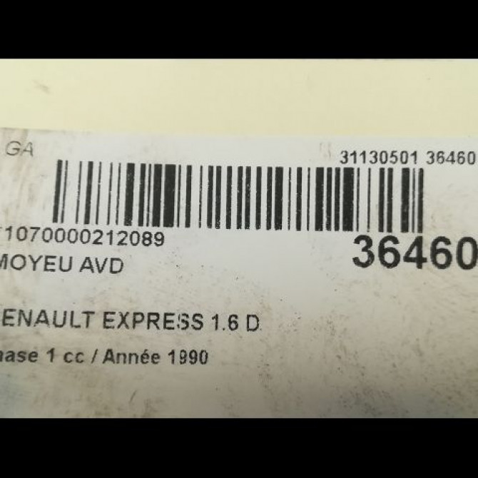 Moyeu avd occasion RENAULT EXPRESS Phase 1 11-1985->09-1994 1.6 D 7701205778 3