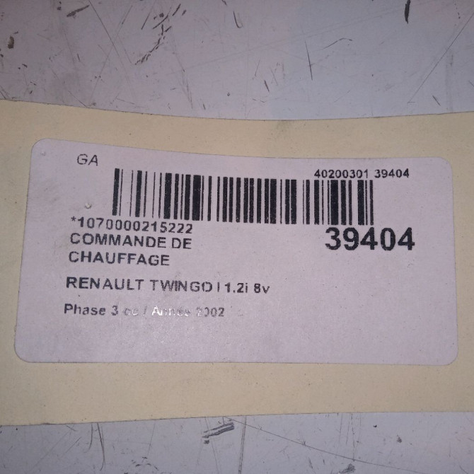 Commande de chauffage occasion RENAULT TWINGO I Phase 3 08-2000->06-2007 1.2i 8v 60ch 4
