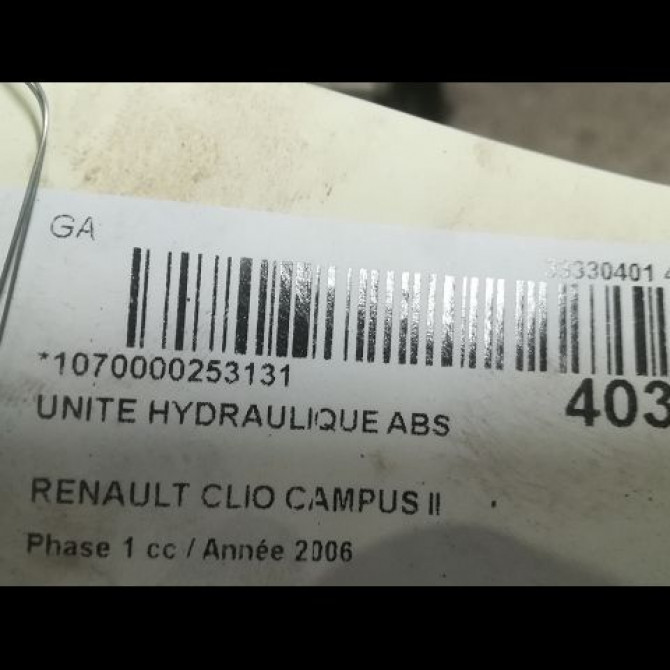 Unité hydraulique ABS occasion RENAULT CLIO CAMPUS II Phase 1 07-2006->07-2009 1.5 DCI 70ch 7701067629 3
