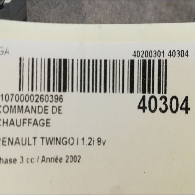 Commande de chauffage occasion RENAULT TWINGO I Phase 3 08-2000->06-2007 1.2i 8v 60ch 3