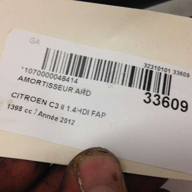 Amortisseur arrière droit occasion CITROEN C3 II Phase 1 11-2009->02-2013 1.4 HDi 70ch 5206VW 3