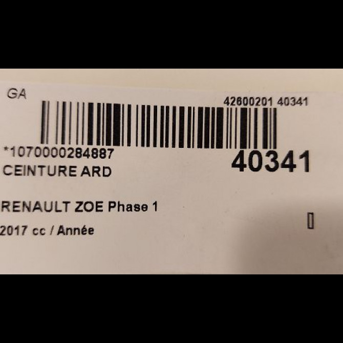 Ceinture arrière droite occasion RENAULT ZOE Phase 1 10-2012->... 4