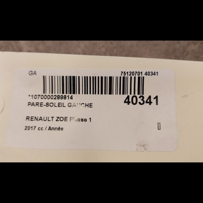 Pare-soleil gauche occasion RENAULT ZOE Phase 1 10-2012->... 3