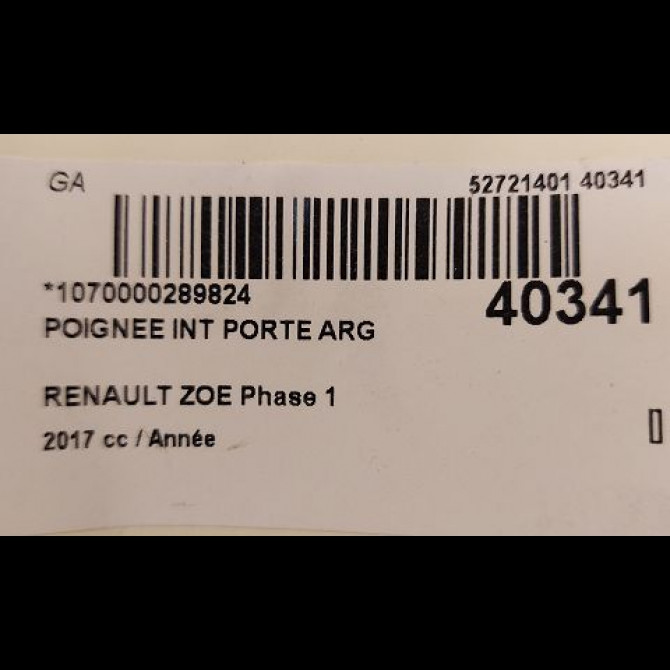 Poignee int porte arg occasion RENAULT ZOE Phase 1 10-2012->... 3