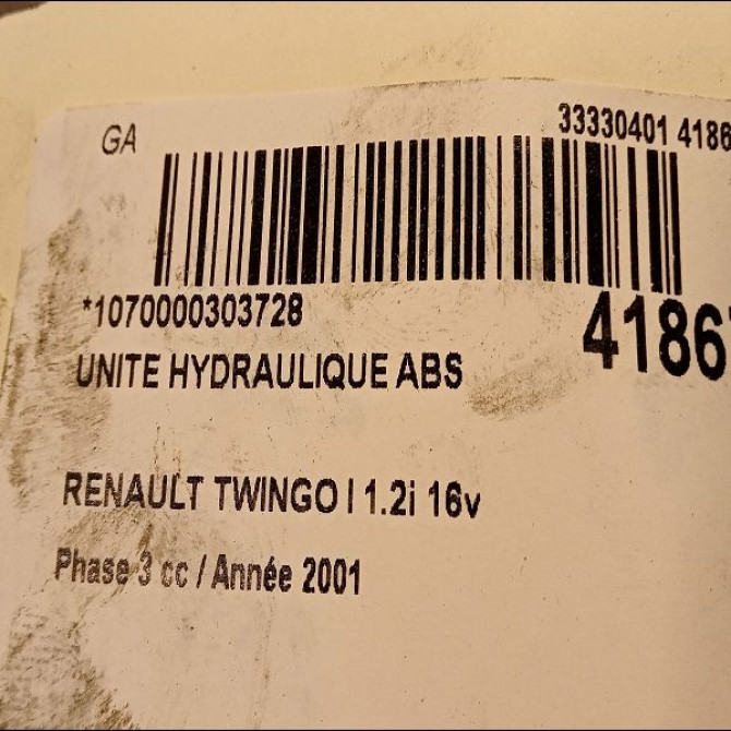 Unité hydraulique ABS occasion RENAULT TWINGO I Phase 3 08-2000->06-2007 1.2i 16v 7701206054 4