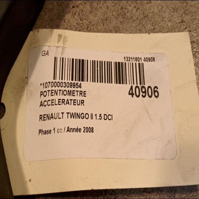 Potentiometre accelerateur occasion RENAULT TWINGO II Phase 1 06-2007->11-2011 1.5 DCI 65ch 4