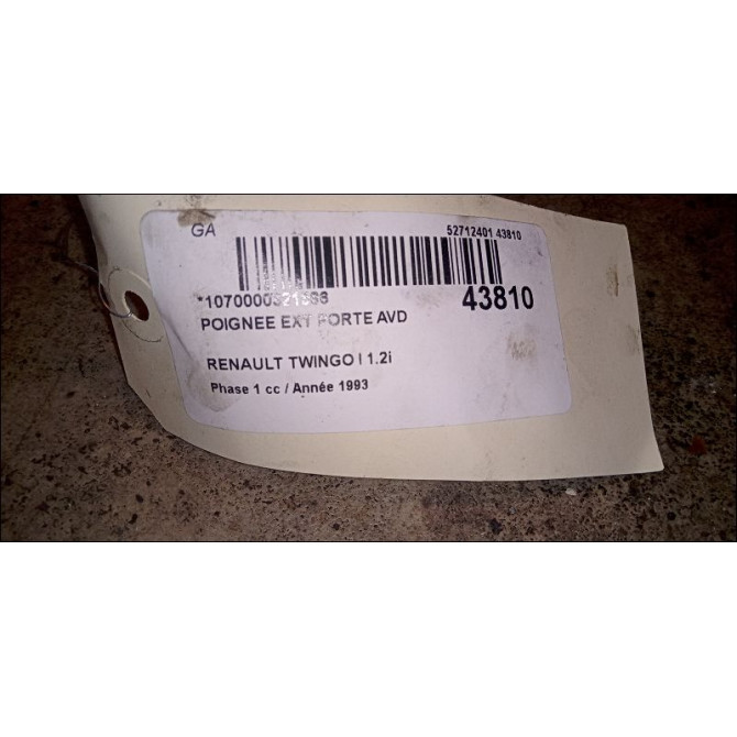 Poignee ext porte avd occasion RENAULT TWINGO I Phase 1 04-1993->08-1998 1.2i 55ch 7700822425 3