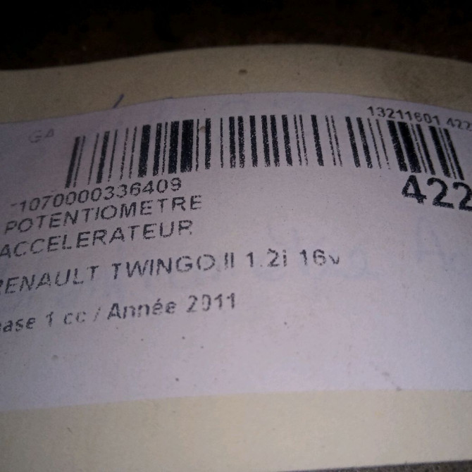 Potentiometre accelerateur occasion RENAULT TWINGO II Phase 1 06-2007->11-2011 1.2i 16v 75ch 3