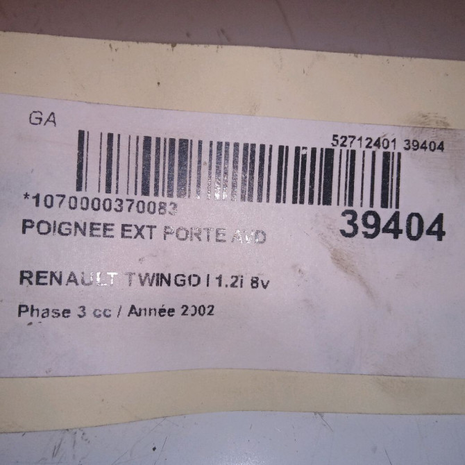 Poignee ext porte avd occasion RENAULT TWINGO I Phase 3 08-2000->06-2007 1.2i 8v 60ch 7700822425 4