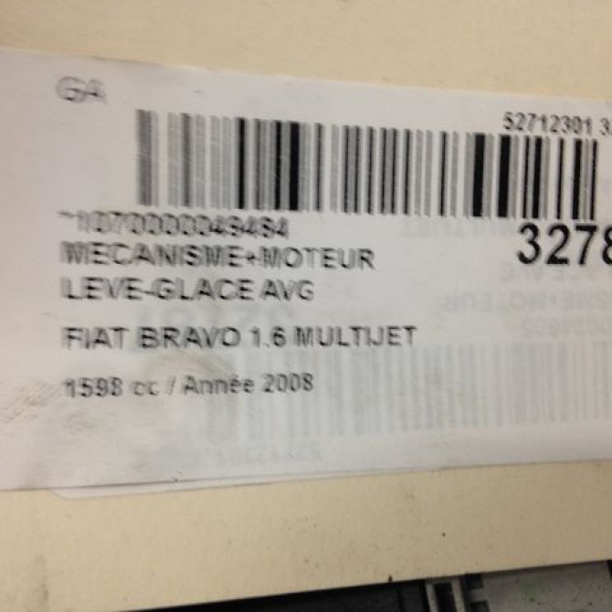 Mecanisme+moteur leve-glace avg occasion FIAT BRAVO II BRAVO II Phase 1 2007-03-01->2011-12-31 1.6 DT MULTIJET 16v 105ch 5