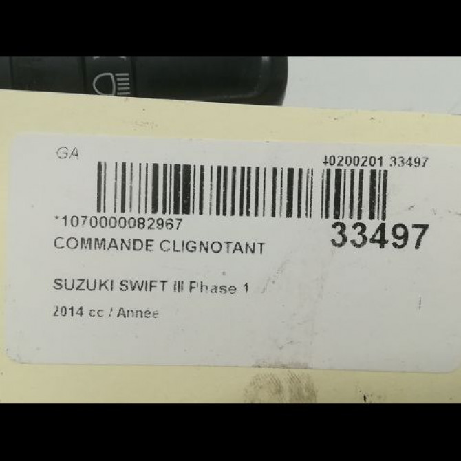 Commande clignotant occasion SUZUKI SWIFT IV Phase 1 09-2010->... 1.2 VVT 94ch 3721061M40 4