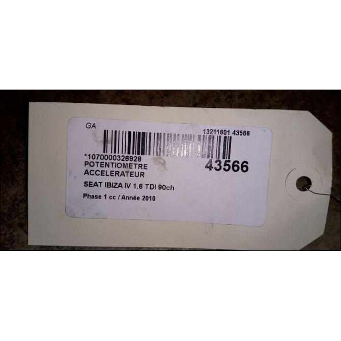 Potentiometre accelerateur occasion SEAT IBIZA IV Phase 1 05-2008->01-2012 1.6 TDI 90ch 3