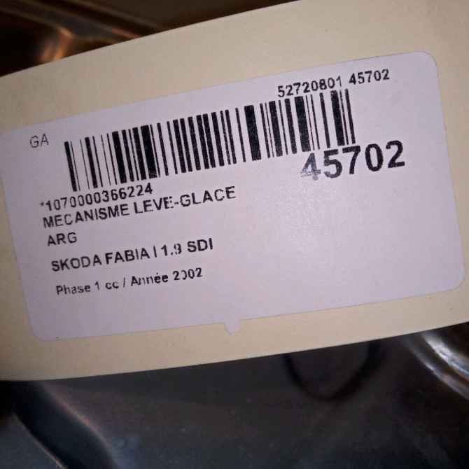 Mecanisme leve-glace arrière gauche occasion SKODA FABIA I FABIA I Phase 1 2000-04-01->2004-09-30 1.9 SDI 6Y0839655 4