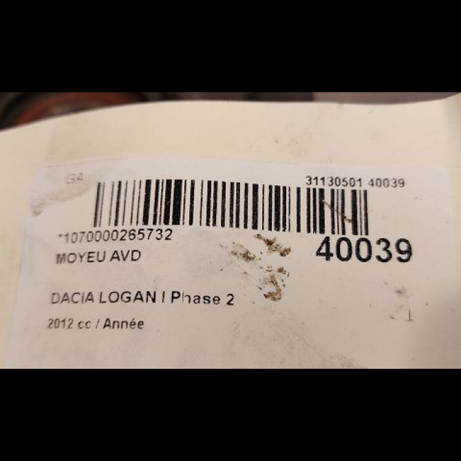 Moyeu avd occasion DACIA LOGAN I Phase 2 07-2008->12-2012 402102977R 3