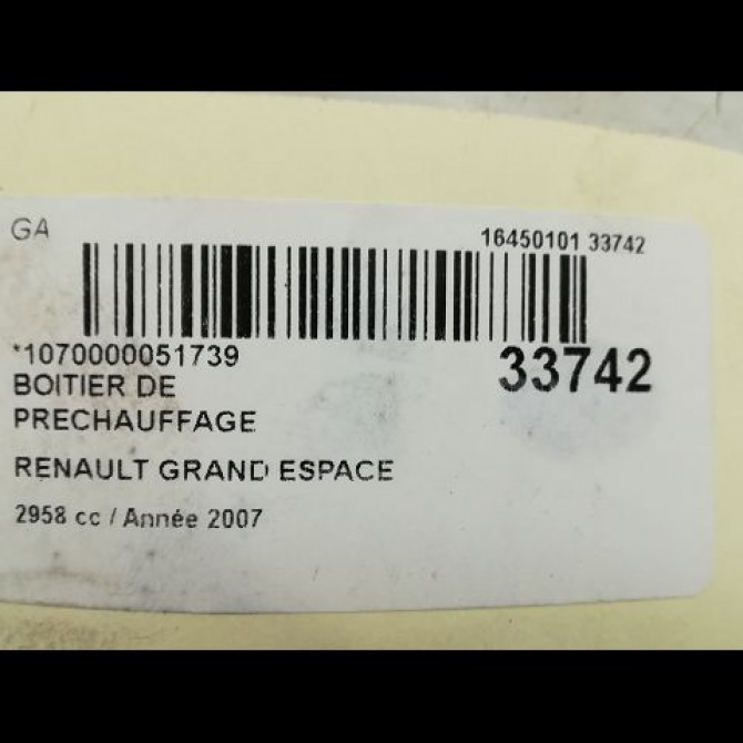 Boitier de préchauffage occasion RENAULT ESPACE IV Phase 1 09-2002->03-2006 3.0 DCI 8200427988 5