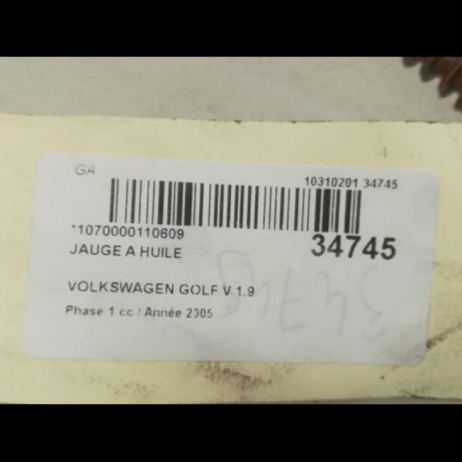 Jauge a huile occasion VOLKSWAGEN GOLF V Phase 1 11-2003->10-2008 1.9 TDI 105ch 2