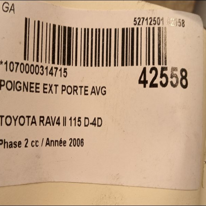Poignee ext porte avg occasion TOYOTA RAV4 II Phase 2 10-2003->12-2005 115 D-4D 6921112220G4 2