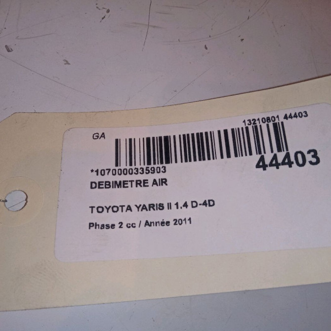 Debimetre air occasion TOYOTA YARIS II Phase 2 01-2009->05-2011 1.4 D-4D 90ch 4
