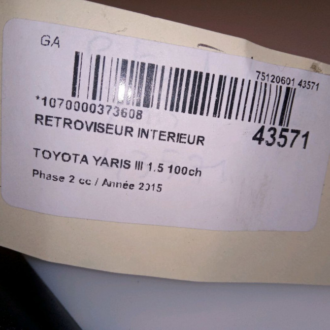 Retroviseur interieur occasion TOYOTA YARIS III Phase 2 06-2014->... 1.5 100ch 878100D080 4