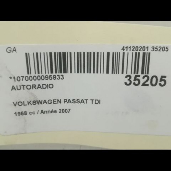 Autoradio occasion VOLKSWAGEN PASSAT V Phase 1 03-2005->10-2010 2.0 TDI 140ch 3