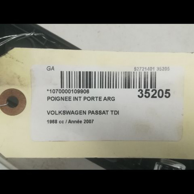 Poignee int porte arg occasion VOLKSWAGEN PASSAT V Phase 1 03-2005->10-2010 2.0 TDI 140ch 3C4839113QZNX 3