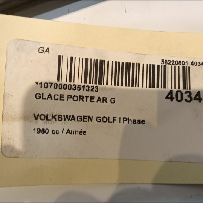 Glace porte ar g occasion VOLKSWAGEN GOLF I Phase 2 07-1980->01-1984 2