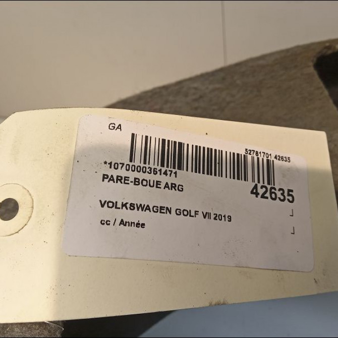 Pare-boue arrière gauche occasion VOLKSWAGEN GOLF VII 2