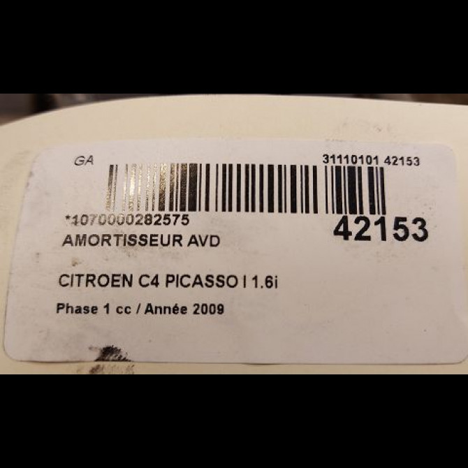 Amortisseur avant droit occasion CITROEN C4 PICASSO I Phase 1 01-2007->10-2013 1.6i 16v 150ch 5202ZT 2