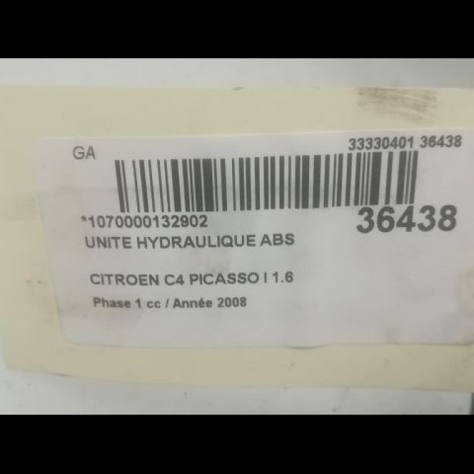 Unité hydraulique ABS occasion CITROEN C4 PICASSO I Phase 1 01-2007->10-2013 1.6 HDi 16v 110ch 4541HH 4