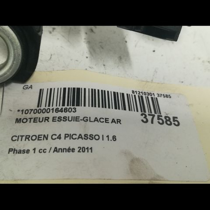 Moteur essuie-glace arrière occasion CITROEN C4 PICASSO I Phase 1 01-2007->10-2013 1.6 HDi 8v 110ch 6405CX 3