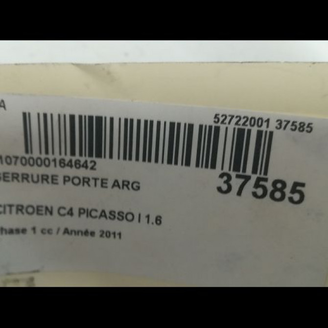 Serrure porte arg occasion CITROEN C4 PICASSO I Phase 1 01-2007->10-2013 1.6 HDi 8v 110ch 9137H0 4