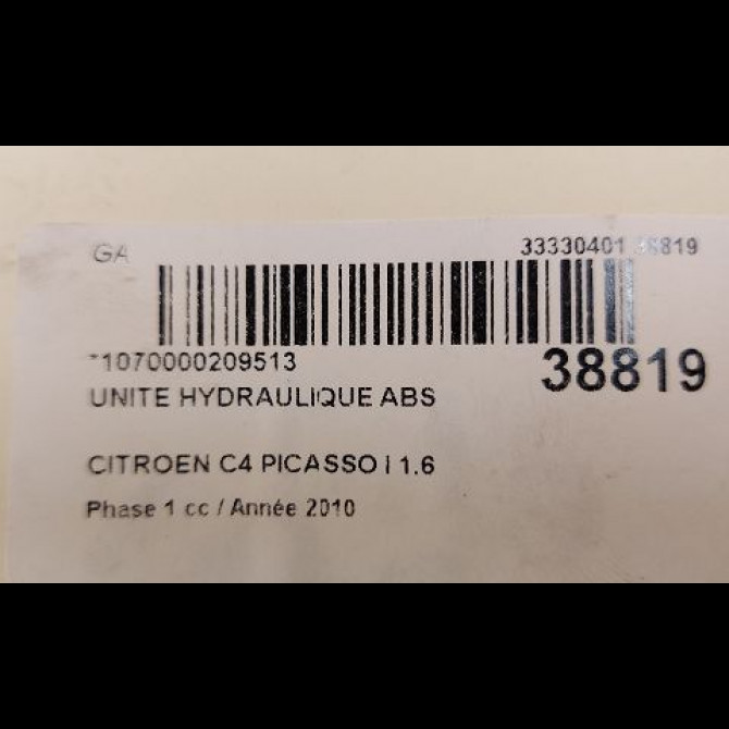 Unité hydraulique ABS occasion CITROEN C4 PICASSO I Phase 1 01-2007->10-2013 1.6 e-HDI 8v 110ch 4541QF 2
