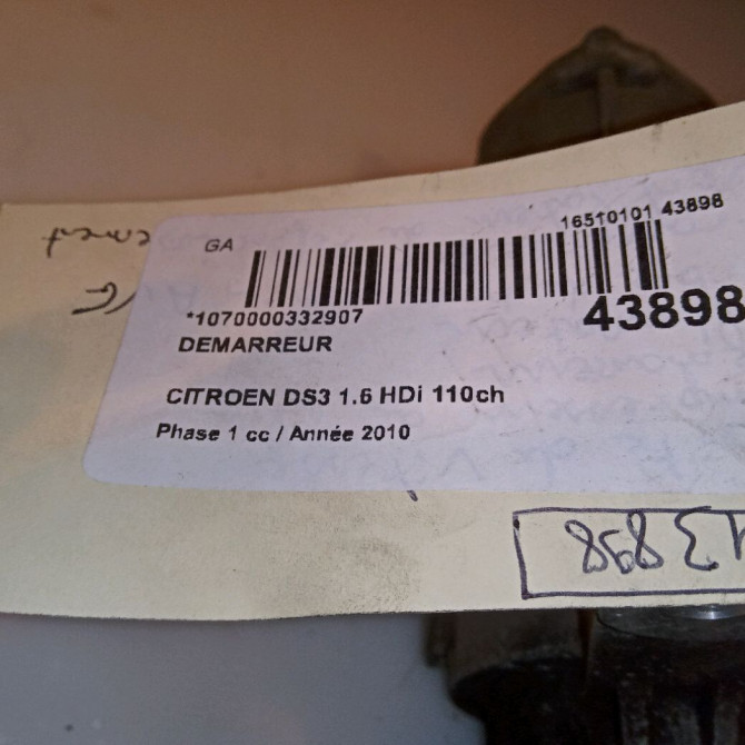 Démarreur occasion CITROEN DS3 Phase 1 11-2009->03-2014 1.6 HDi 110ch 6