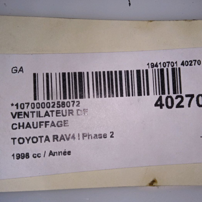 Ventilateur de chauffage occasion TOYOTA RAV4 I Phase 2 11-1997->07-2000 8710342020 4