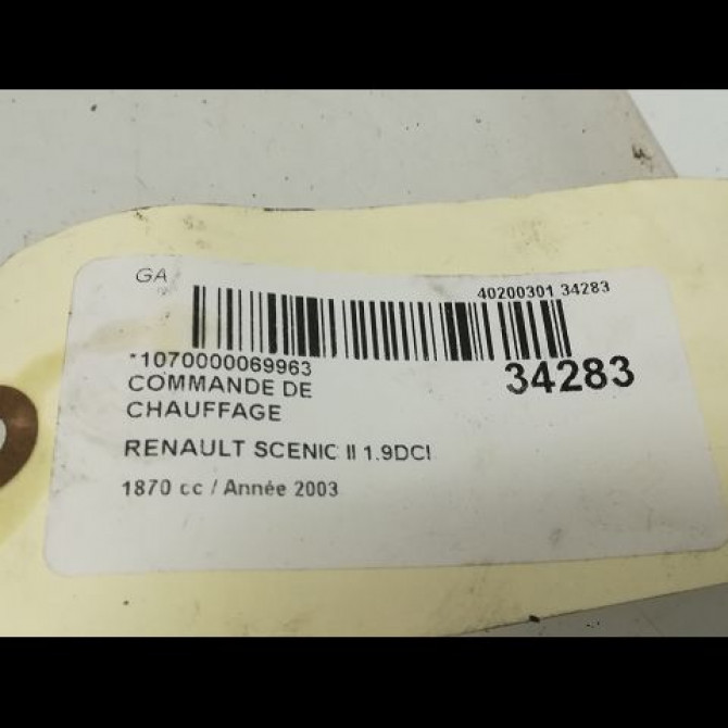 Commande de chauffage occasion RENAULT SCENIC II Phase 1 03-2004->09-2006 7701208975 4