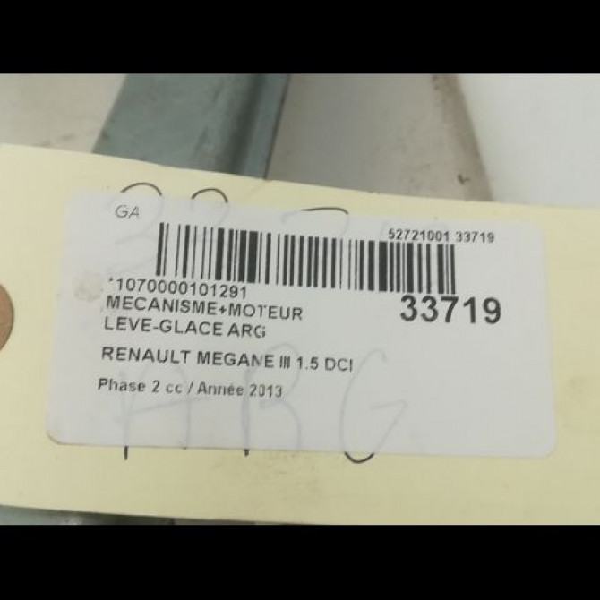 Mecanisme+moteur leve-glace arg occasion RENAULT MEGANE III Phase 2 01-2012->06-2014 1.5 DCI 8v 110ch 827210008R 4