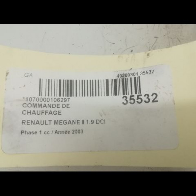 Commande de chauffage occasion RENAULT MEGANE II Phase 1 09-2003->12-2005 1.9 DCI 120ch 7701208975 3