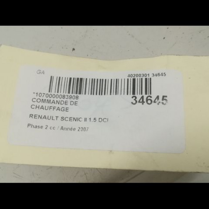 Commande de chauffage occasion RENAULT SCENIC II Phase 2 09-2006->04-2009 1.5 DCI 105ch 7701208975 4