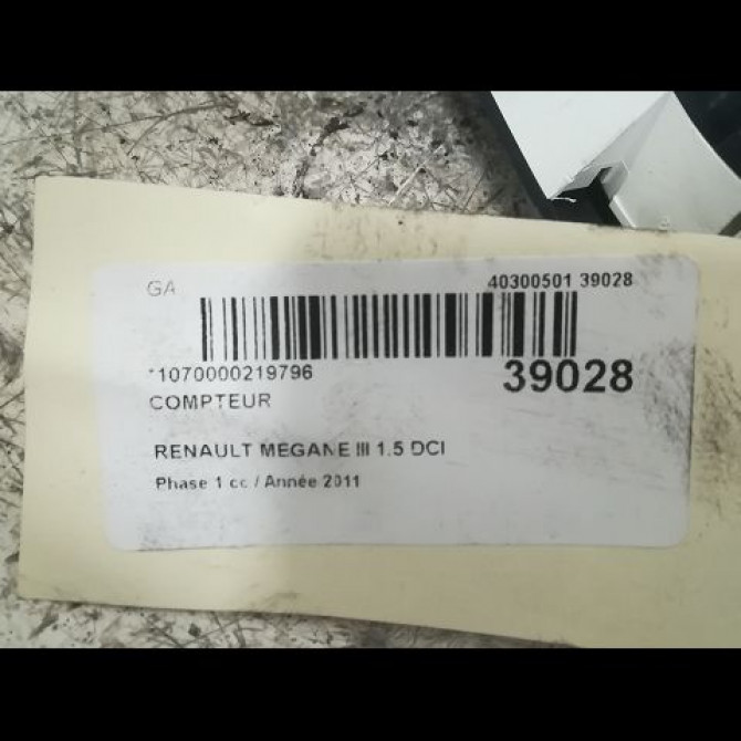 Compteur occasion RENAULT MEGANE III Phase 1 11-2008->01-2012 1.5 DCI 90ch 248107859R 3