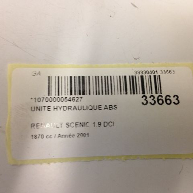 Unité hydraulique ABS occasion RENAULT SCENIC I Phase 2 08-1999->06-2003 1.9 DCI 100ch 7701045832 5