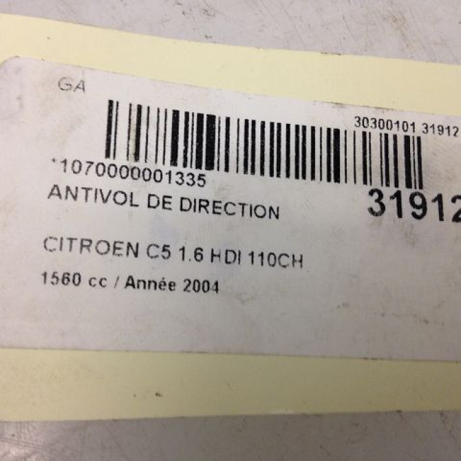 Antivol de direction occasion CITROEN C5 I Phase 2 09-2004->06-2008 1.6 HDi 110ch 00004162FE 3