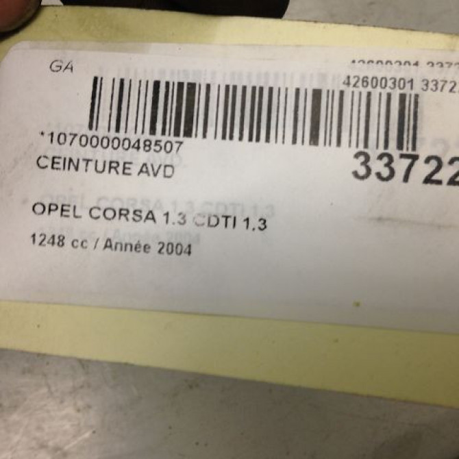 Ceinture avant droite occasion OPEL CORSA III Phase 2 08-2003->09-2006 1.3 CDTI 13122358 3