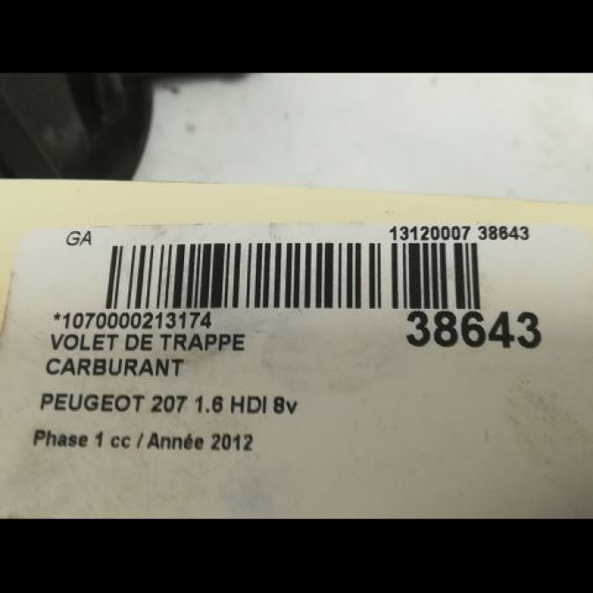 Volet de trappe carburant occasion PEUGEOT 207 Phase 1 04-2006->06-2013 1.6 HDI 8v 92ch 1517F5 3